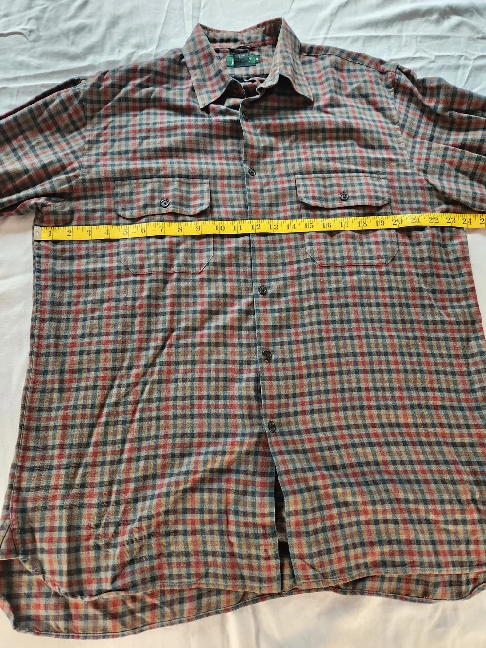J.CREW Men's Plaid Flannel Button-Up Long Sleeve Point Collar Pockets Size M